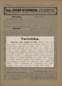 Jihočeský sportovní týdeník 20.5.1925-2